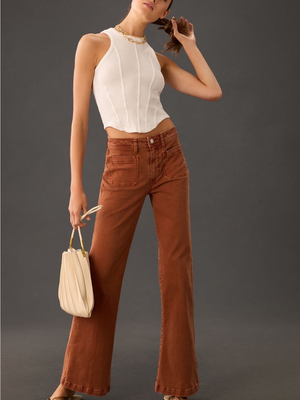 Paige Leenah Jeans in Rust Brown